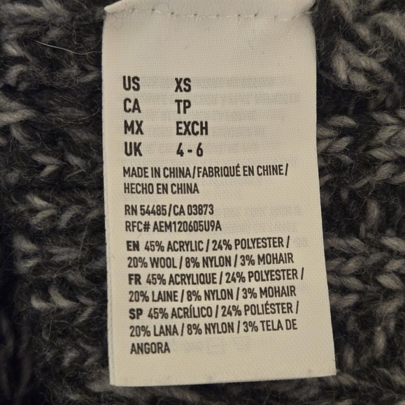 American Eagle Gray Neon Fair Isle Space Dye Oversized Jegging Sweater Size XS - Picture 5 of 7